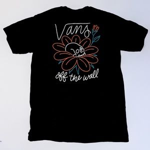 Vans | Neon Floral Skull Black Tee | Men's Size Medium